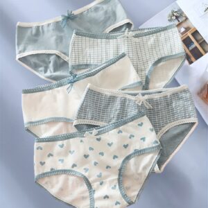 5pcs Allover Print Briefs, Cute Comfy Breathable Stretchy Intimates Panties, Women's Lingerie & Underwear