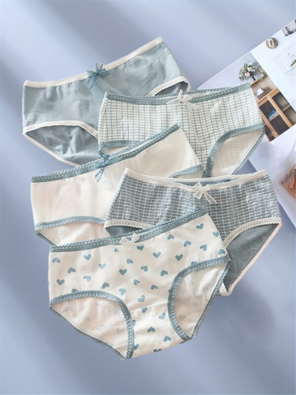 5pcs Allover Print Briefs, Cute Comfy Breathable Stretchy Intimates Panties, Women's Lingerie & Underwear