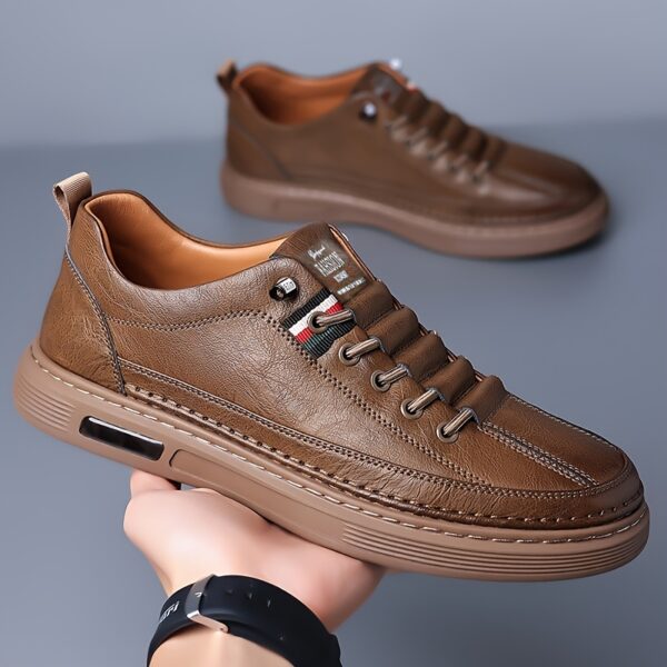 Men's Retro Brown Sneakers - Soft, Non-Slip Thick Sole, Lace-Up Casual Running Shoes for All Seasons, Hiking & Casual Attire - Image 4