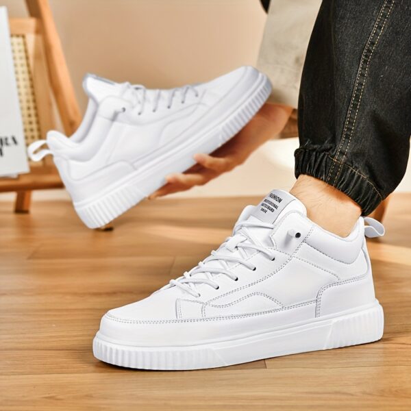 Men's Trendy Solid High Top Skate Shoes, Comfy Non Slip Casual Lace Up Sneakers For Men's Outdoor Activities - Image 9
