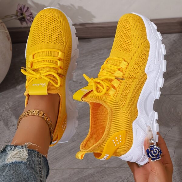 SIGUJK Women's Breathable Knit Sneakers - Lightweight Casual Walking Shoes with Cushioned PU Sole, White Low-Top Lace-Up Design for All-Season Outdoor Comfort, Shoes Sneakers, Sleek Sporty Design, Microfiber Construction, Everyday Footwear, Durable Footwear, Daily Commuters - Image 5