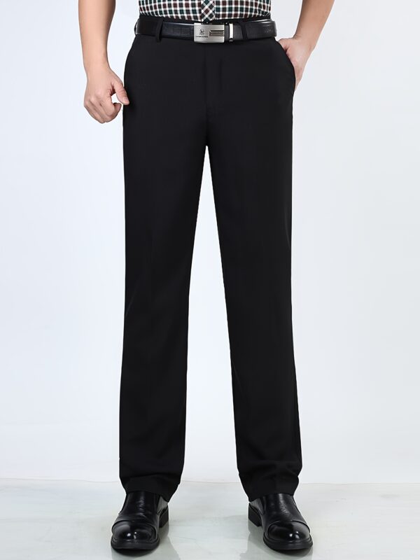 Men's Lightweight Ice Silky Straight-Leg Casual Pants - Black, High Waist, Loose Fit, Summer Thin Fabric, Zipper Closure, Pockets, Perfect for Business or Leisure Wear, Versatile Dress Pants | Straightleg Pants | Polished Finish