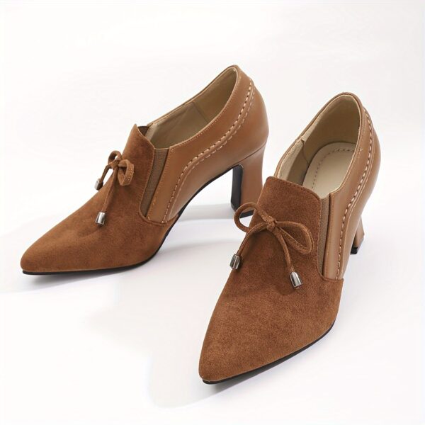 Women's Sexy Mary Jane High Heels with Bow Detail - Pointed Toe Block Heel, Lightweight Synthetic Cover & Cover Upper, All-Season Comfort for Casual & Formal Occasions, Elegant Shoe Design, Durable TPU Sole - Image 7