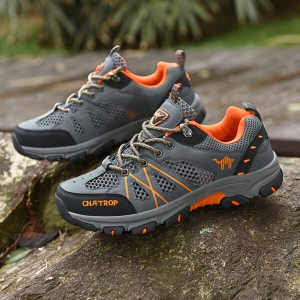 CANEMON Men's Low-Top Hiking Shoes - Breathable Mesh, Anti-Slip TPR Sole, Odor-Resistant & Durable - All-Season Outdoor & Casual Sport Shoes with Striped Design (Green/Yellow), Adventure Footwear | Sporty Hiking Shoes | Durable Hiking Shoes - Image 9