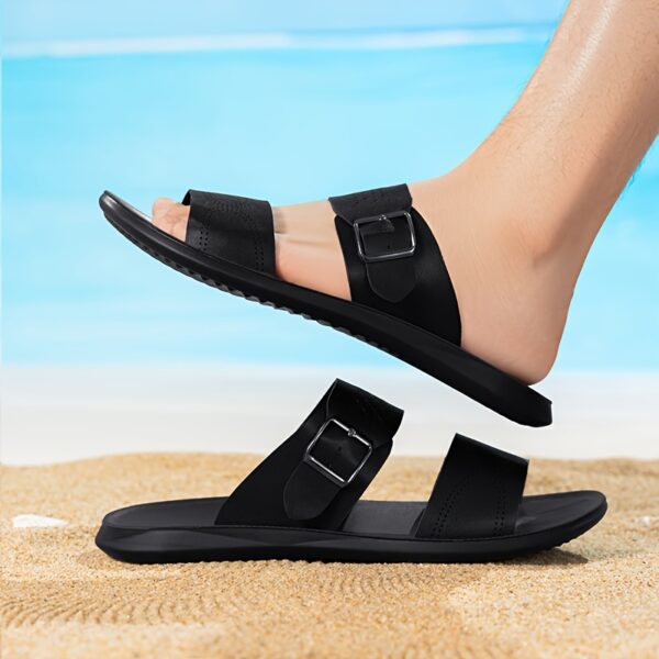 COMFIDAILY Men's Slip-On Sandals - Lightweight Quick-Dry Beach Shoes with Non-Slip PU Sole, Slip-On Bathroom Slides for Pool, Home, Travel - All-Season Indoor/Outdoor House Shoes (Men), Wide Width Sandals, Casual Footwear, Crisscross Strap Design, Shoes - Image 8