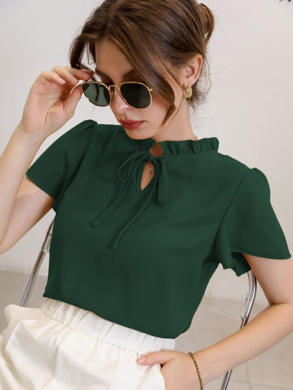 Shirt with Puff Sleeves And a Tie at The Neck