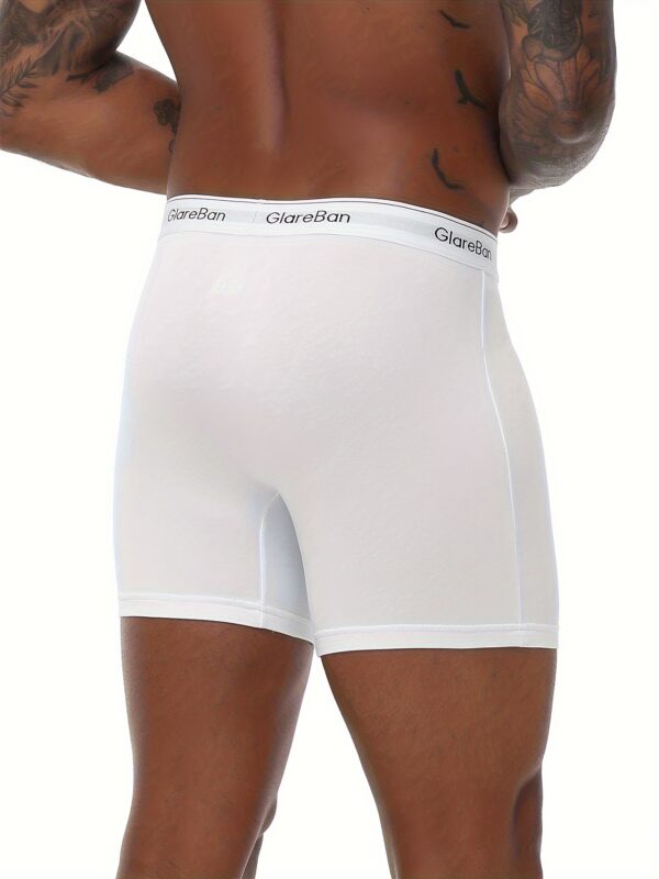 10pcs Men'S Mid-Long White Boxer Briefs - Comfortable Polyester Underwear for Casual Wear, Smooth Texture, Elastic Waistband with Logo, Briefs Pantie - Image 4