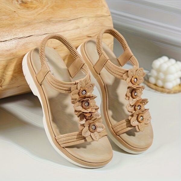 Women'S Elegant Beaded Flat Sandals - Adjustable Elastic Band, Non-Slip TPR Sole, Open-Toe Summer Beach Shoes in Brown & Black, Comfortable Casual Footwear, Strappy Sandals - Image 23