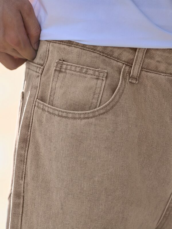 Men'S Casual Straight Leg Jeans, Loose Fit Denim Pants, 87% Cotton 7% Polyester 6% Viscose, All-Season Solid Color Washed Fabric, 290gsm Heavyweight - Gengyuanxuan #TB9005 - Image 4