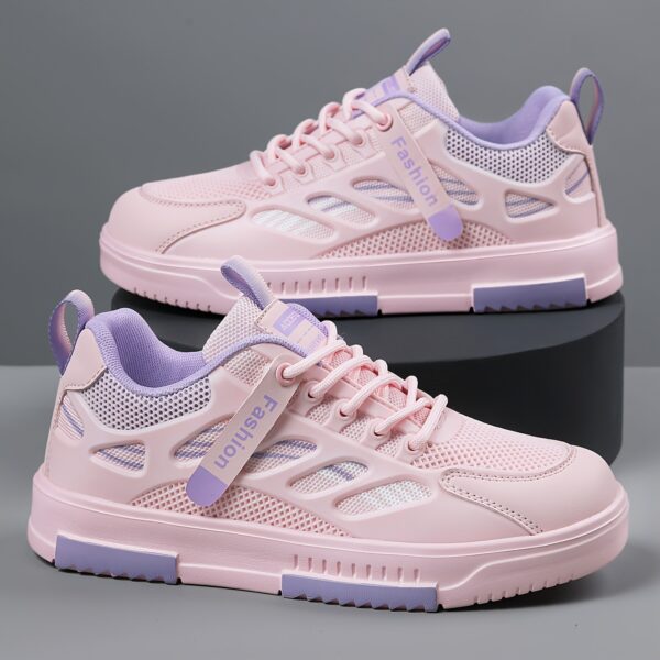 Women's Fashion Sneakers | Lightweight, Breathable Mesh & | All-Season Comfort | Stability Support | Trendy Low-Top Lace-Up Skate Shoes with EVA Sole | Multi-Color Pastel Design, Outdoor Activities Shoes | Laceup Sneakers | Breathable Mesh Sneakers - Image 6