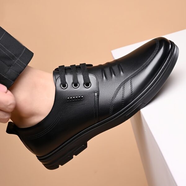 Men's Plus Size Classic Design Business Casual Loafers, Formal Shoes for Weddings and Parties, Solid Color Upper with Lace-Up Design, Wearable in All 4 Seasons, Thick Sole Durable Anti-Slip, Available in 9 Sizes, Suitable for Work, Travel, Vacation, and Formal Occasions - Image 2