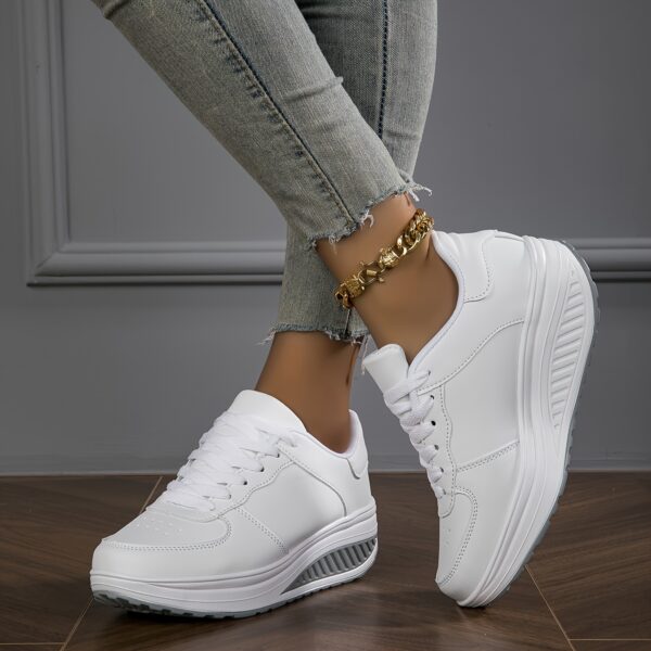 Women's Platform Sneakers, Casual Lace Up Outdoor Shoes, Comfortable Low Top Sport Shoes Autumn Shoe - Image 7