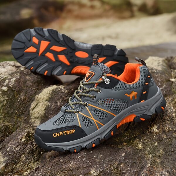 CANEMON Men's Low-Top Hiking Shoes - Breathable Mesh, Anti-Slip TPR Sole, Odor-Resistant & Durable - All-Season Outdoor & Casual Sport Shoes with Striped Design (Green/Yellow), Adventure Footwear | Sporty Hiking Shoes | Durable Hiking Shoes - Image 8