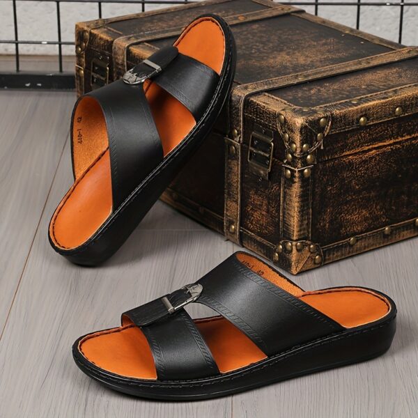 Men'S Casual Fashion Trendy Solid Color Round Toe Slip On Slides, Faux Upper, Faux Sole and Insole, Without Lining, Soft Sole Non-slip, Middle East Style Handmade, All-season, Daily & Casual Outdoor Indoor, for Men - Image 6