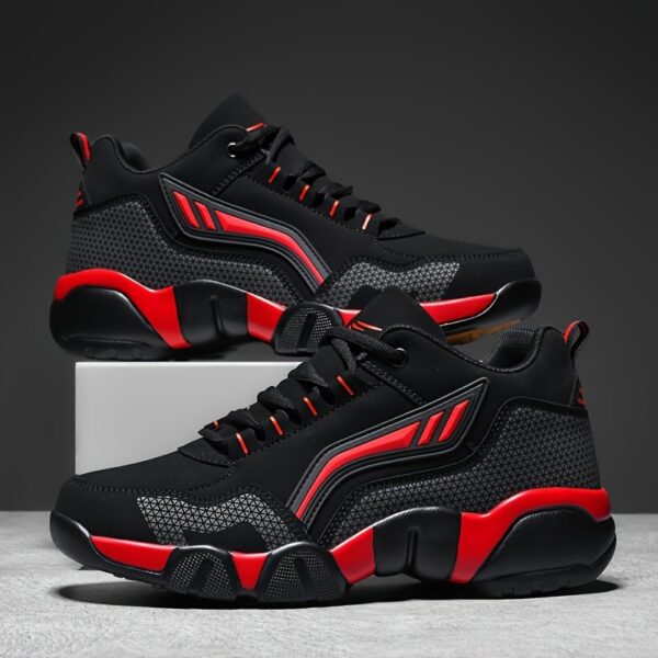 Men's Casual Sporty Sneakers - High Quality PU Upper, Non-Slip Rubber Sole with Cushioned Comfort & Inner Arch Support, Low-Top Lace-Up Design for All-Day Wear (Black/White) - Spring/Fall/Winter Seasonal Versatility, Comfortable Walking Shoes | Modern Sneakers | Sturdy Sole Footwear - Image 8