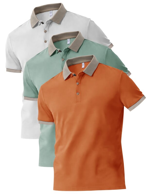 3pcs set of stylish Men's short-sleeved shirts, can be matched with various styles of clothing, button- collar shirt - comfortable and breathable fabric - for golf sports and casual wear - perfect gift for men - Image 7