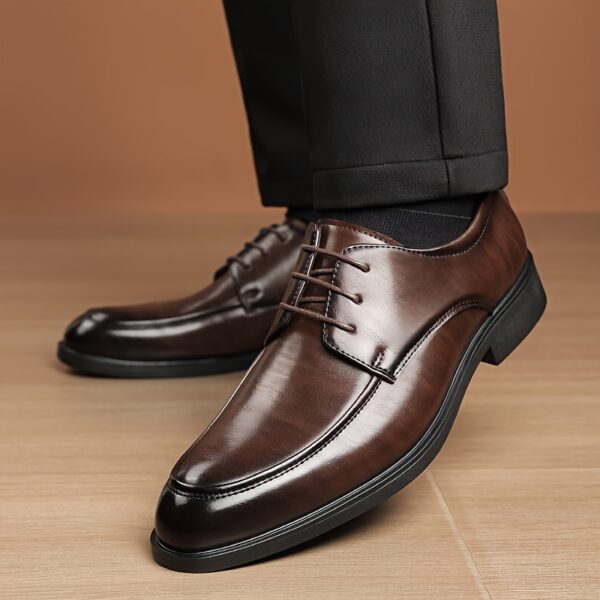 Business Formal Classic English Style Oxford Shoes, Pointed Brown Lace-up Derby Shoes, Suitable for Weddings, Parties or Black Tie Occasions 23678 - Image 8