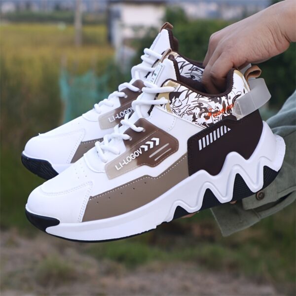 Men'S Stylish High-Top Sneakers with "WOD" Logo - Comfortable, Non-Slip Lace-Up Athletic Shoes for Outdoor Activities, All-Season Wear, Casual Sports Style, Rubber Sole, Fabric Upper, Casual Athletic Shoes | Stylish High Top Sneakers | Rubber Base Sole - Image 3