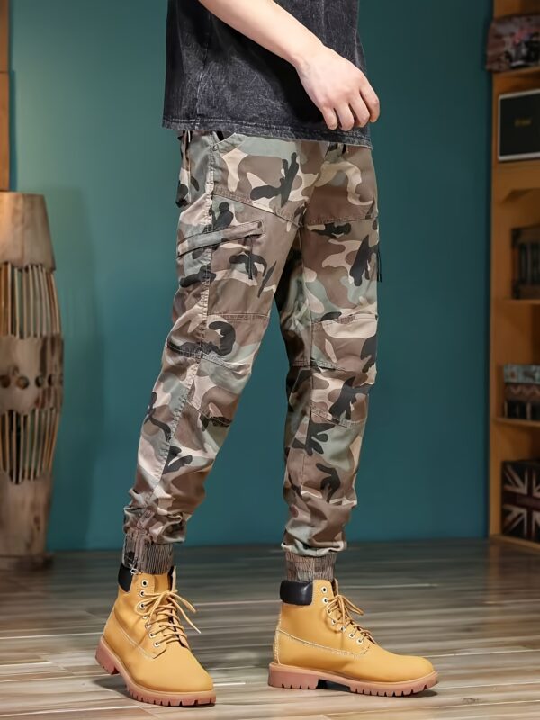 Men's Slim-Fit Camouflage Work Pants with Multi-Pocket Design - Cotton Blend Durable & Comfortable, 9-Inch Length, Machine Washable for Outdoor Activities, Spring/Fall Casual Wear, Comfy Pants, Reinforced Knee Protection - Image 10
