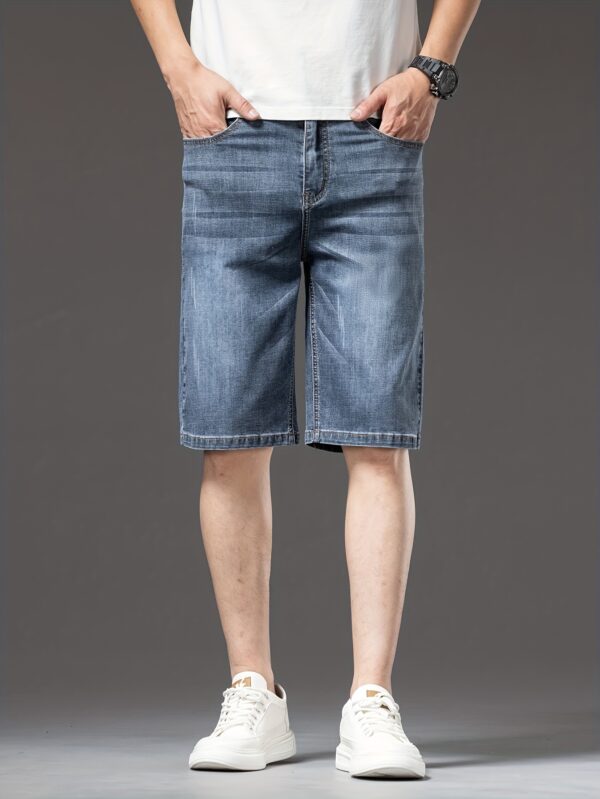 Men'S Light Blue Denim Shorts - High-Quality Stretch Fabric, Slim Fit Straight Leg, Casual Business Style with Pockets, Summer 2025 Collection, Versatile and Fashionable, Jean Shorts - Image 4