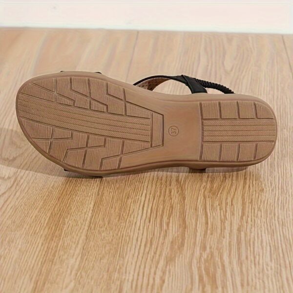 Women's Beads Decor Flat Sandals, Casual Open Toe Summer Shoes, Lightweight Ankle Strap Sandals - Image 19