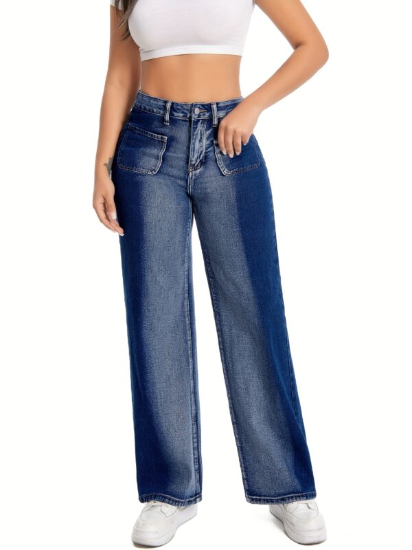 Black and White Contrast Casual Straight Pants - Image 3