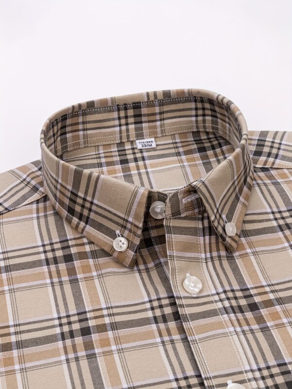 1pc Men'S Cotton Plaid Short Sleeve Shirt - Summer Casual Business Casual with Chest Pockets, Durable & Comfortable, Non-Stretch Fabric, Regular Fit, Blue/White/Orange/Black Checkered Pattern, Perfect for Weekend Outings, Casual Summer Wear | Checkered Pattern Shirt | Comfortable Fit Shirt - Image 10