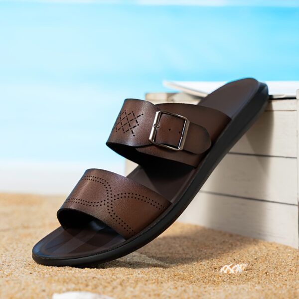 COMFIDAILY Men's Slip-On Sandals - Lightweight Quick-Dry Beach Shoes with Non-Slip PU Sole, Slip-On Bathroom Slides for Pool, Home, Travel - All-Season Indoor/Outdoor House Shoes (Men), Wide Width Sandals, Casual Footwear, Crisscross Strap Design, Shoes - Image 7