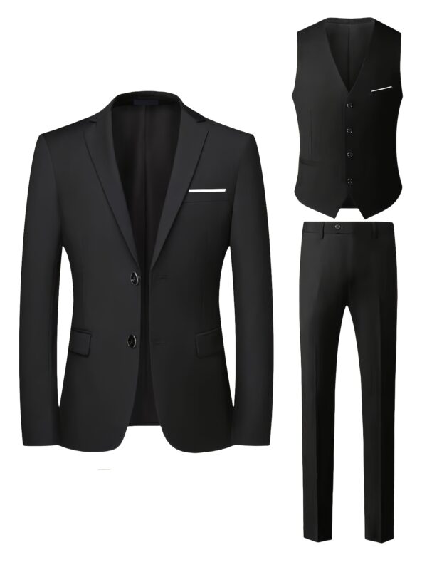 Men's Three-Piece Suit Set with Trousers and Vest, Suitable for Weddings and Important Occasions - Image 8