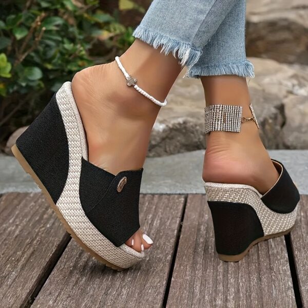 Stylish Women's Summer Slippers, Casual Versatile Thick-Heel Wedge Slides, Solid Color Indoor & Outdoor Slip-Ons for All Occasions - Perfect for 68 Festivals - Image 5