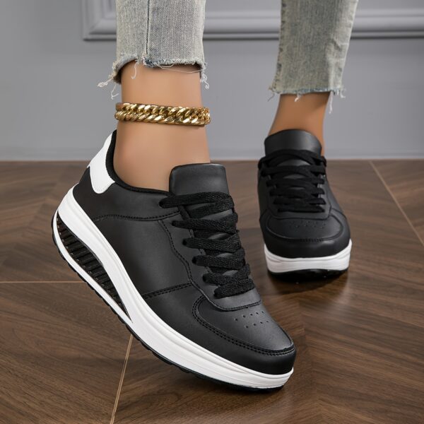 Women's Platform Sneakers, Casual Lace Up Outdoor Shoes, Comfortable Low Top Sport Shoes Autumn Shoe - Image 4