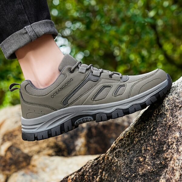 Men's All-Season Breathable Non-Slip Hiking Shoes, Comfortable Low-Top Lace-Up Sneakers with Rugged Tread for Outdoor & Casual Wear, Black, Sizes 7-14 - Image 9