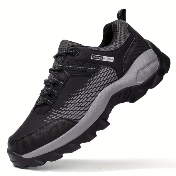 Men'S Breathable Hiking Shoes - Lightweight, Non-Slip Sole, Durable for Outdoor Trekking and Trail Running, Black Mesh Upper with Faux Cover Sole, Lace-Up Closure, EVA Cushioned Sole, Trail Running Shoes | Sleek Hiking Footwear | Durable EVA Sole - Image 7