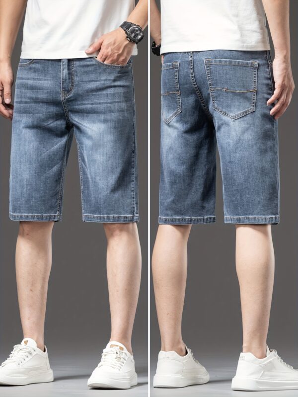 Men'S Light Blue Denim Shorts - High-Quality Stretch Fabric, Slim Fit Straight Leg, Casual Business Style with Pockets, Summer 2025 Collection, Versatile and Fashionable, Jean Shorts - Image 7
