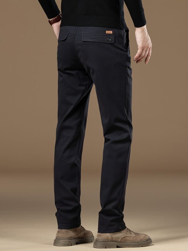 Men'S Slim-Fit Cotton Casual Pants - Classic Straight-Leg Design, Thick Stretch, Solid Black, Business Casual Trousers for All Seasons, Comfortable and Stylish, Allseason Trousers | Straight Leg Pants | Cotton Pants - Image 10