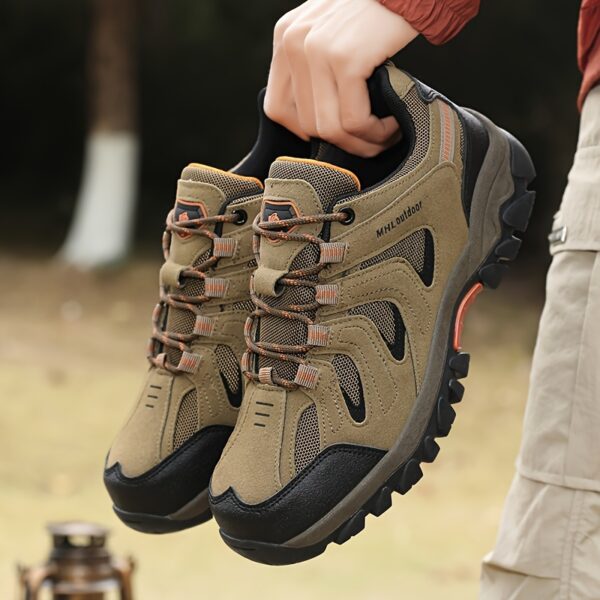 Men's Outdoor Hiking & Running Shoes - Breathable Low-Top Trekking Shoes with Non-Slip PVC Sole, All-Season Lightweight Design for Trail Running, Camping & Urban Adventures - Black, Hiking Gear, Adventure Footwear, Sporty Style, Durable Construction, Versatile Footwear, Fitness Lovers - Image 7