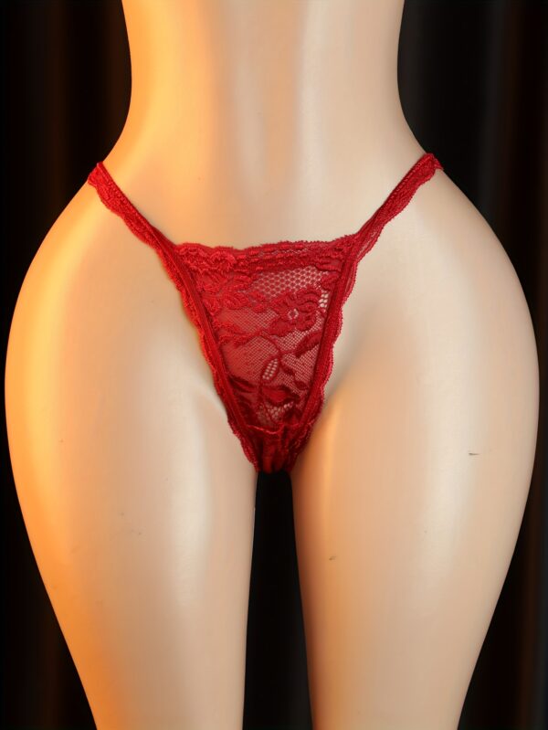 Women's Sexy Lace Hollow-Out Open Crotch Triangle Panties - High Elasticity No-Removal Thong, Breathable Comfort Fit for Intimate Wear, Seductive Lingerie, Elegant Underwear, Durable Elastic Material - Image 6