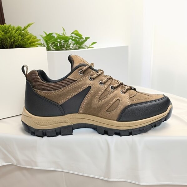 Men's Lightweight Breathable Hiking Shoes - Non-Slip Outdoor Trekking Sneakers with Soft PVC Sole, Brown & Blue Design for Spring/Summer/Fall Casual Wear, Hiking Boots, Casual Trekking Shoes, Breathable Hiking Sneakers, Rugged Sole Footwear - Image 3