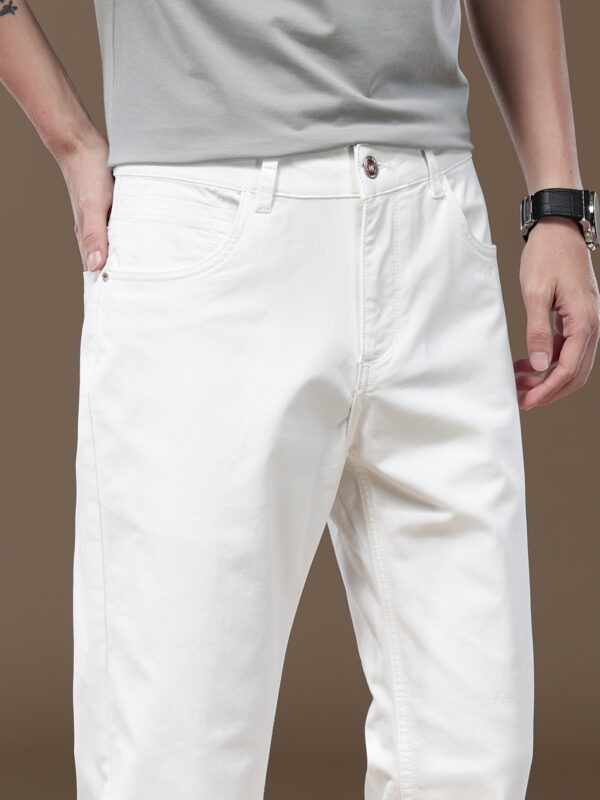 Saleisi Men'S Casual Cotton Blend Pants - Comfortable & Durable, All-Season Style with Elastic Waistband, Regular Fit, Button Fly, Ideal for Everyday & Business Casual Wear, Everyday Comfort|Stylish Casualwear|Polyester Lined Pants - Image 8