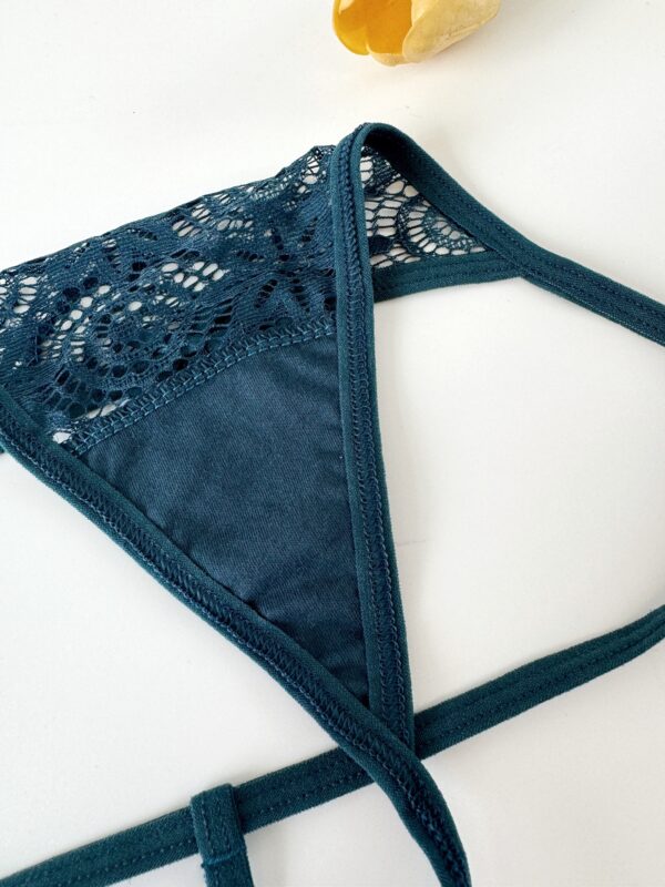 8pcs New Thin Strap Seamless Low Waist Women's Thong Sexy Hot Hollow Pure Desire Panties Bowknot See-through Thin Comfortable Breathable Bikini T-Pants - Image 10