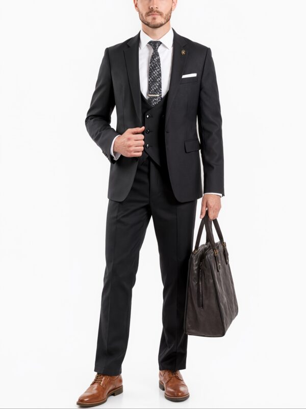 Men's Classic Business Suit Set - Polyester & Rayon Blend, Non-Stretch Fabric, Solid Color, Perfect for Spring/Summer/Fall - Image 5