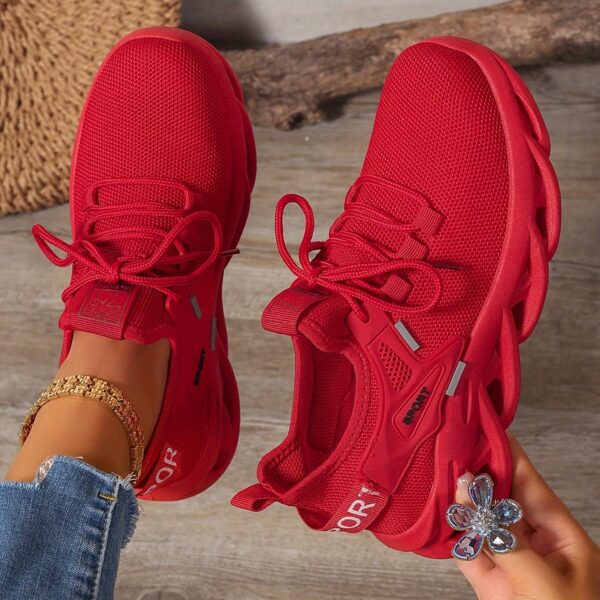 Valentine'S Day Women'S Solid Color Mesh Lace-Up Casual Sports Shoes, Breathable Low-Top Outdoor Running Shoes, Suitable for Gym Workouts. - Image 4
