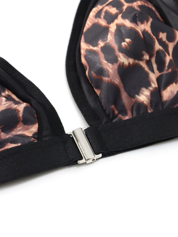 5pcs Leopard Print Seamless Bralettes for Women - Comfortable, Breathable, No-Wire Push-Up Bras with Front Closure - Image 4