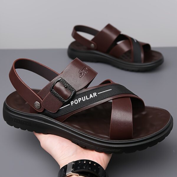 Men's Big & Tall Outdoor Sandals - Slip-Resistant Soft Sole, Breathable Adjustable Straps for Beach, Driving & Casual Summer Wear - Lightweight Comfortable Low-Top Design, Beach Footwear, Sleek Shoe Design, Secure Strap Footwear - Image 3