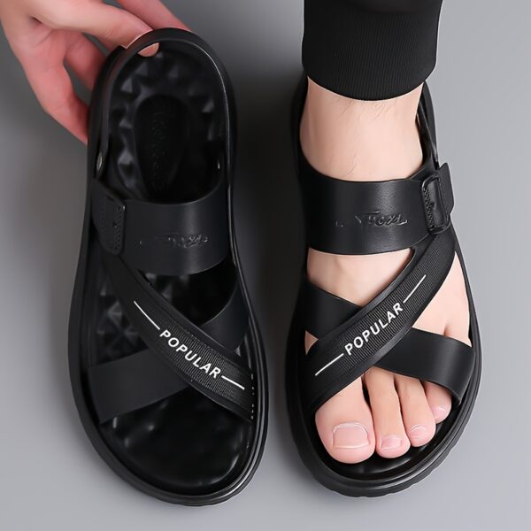 Men's Big & Tall Outdoor Sandals - Slip-Resistant Soft Sole, Breathable Adjustable Straps for Beach, Driving & Casual Summer Wear - Lightweight Comfortable Low-Top Design, Beach Footwear, Sleek Shoe Design, Secure Strap Footwear - Image 4
