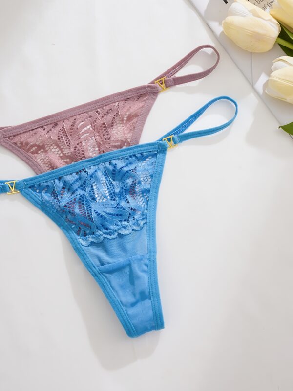 12pcs Women's French Ultra-Thin Sheer Thong Underwear - Breathable Soft Fabric, Elegant Solid Color Assortment with Adjustable Bow Detail, Comfortable for Casual Attire & Clothing - Image 5