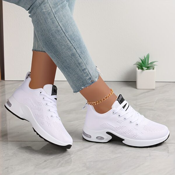 Women's Low-Top Air Cushion Sneakers - Shock-Absorbing, Breathable Fabric in Black, Burgundy, & Pink - Lightweight for Outdoor Sports & Daily Wear, All-Season, Lace-Up, Solid Color, MD Sole - Image 18