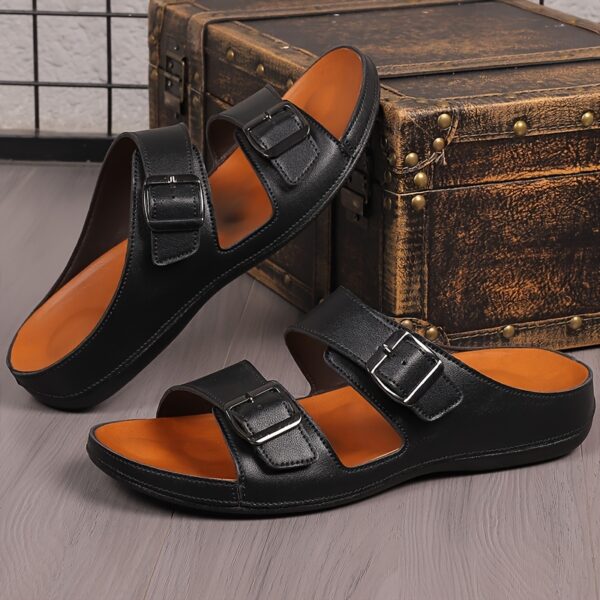 Men's Solid Color Open Toe Breathable Slippers, Comfy Non Slip Casual Durable Walking Shoes, Men's Summer Footwear