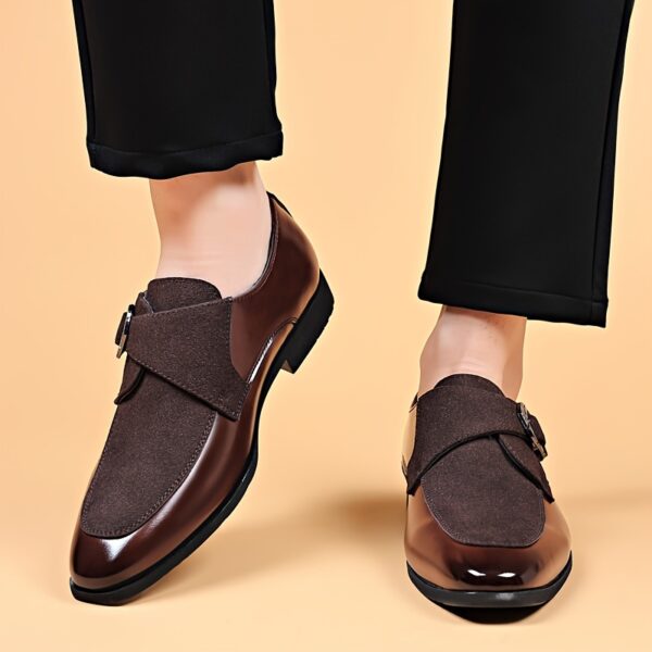 Men's Classic Black Dress Shoes - British Style Pointed Toe, Faux with Rubber Sole, Versatile for Business or Casual Wear - Image 6