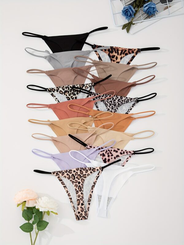 17pcs Women's Sexy Low-Rise Cheeky Thong Underwear - Breathable Soft Seamless Traceless Leopard Print Panties, Multi-Color Options for Everyday Comfort, Cute Underwear, Comfortable Lingerie, Fashionable Underwear, Smooth Texture Fabric, Daily Essentials, Stylish Panties, Lightweight Material, Multipack Panties, Lingerie Lovers - Image 3